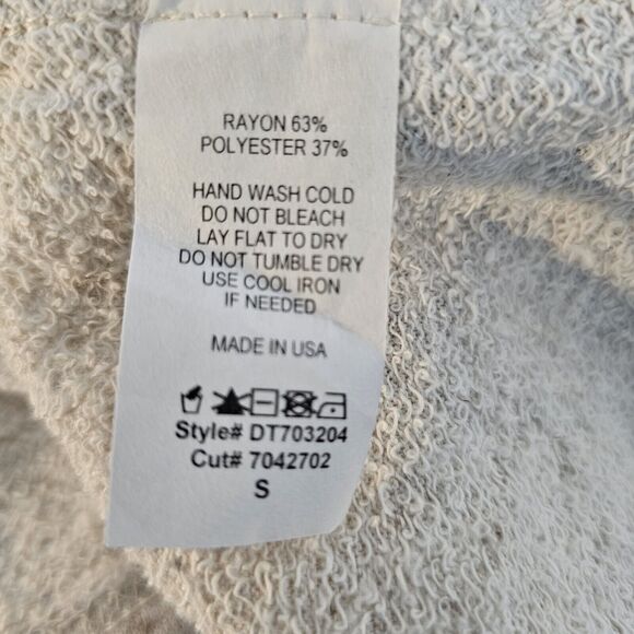 Maronie SIZE S Cream Textured Tunic Tank Top Distressed Lace Up Sides Keyhole - Picture 11 of 14